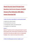Hawaii Security Guard Principal Exam  Questions And Correct Answers &lpar;Verified  Answers&rpar; Plus Rationales 2026 Q&A &vert;  Instant Download Pdf