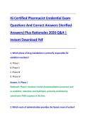 IG Certified Pharmacist Credential Exam  Questions And Correct Answers &lpar;Verified  Answers&rpar; Plus Rationales 2026 Q&A &vert;  Instant Download Pdf