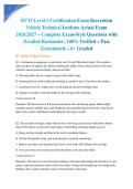 RVTI Level 1 Certification Exam Recreation Vehicle Technical Institute Actual Exam 2026&sol;2027 &ndash; Complete Exam-Style Questions with Detailed Rationales &vert; 100&percnt; Verified &ndash; Pass Guaranteed &ndash; A&plus; Graded
