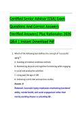 Certified Senior Advisor &lpar;CSA&rpar; Exam  Questions And Correct Answers  &lpar;Verified Answers&rpar; Plus Rationales 2026  Q&A &vert; Instant Download Pdf 