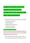 Georgia Land Surveyor License Exam  Questions And Correct Answers  &lpar;Verified Answers&rpar; Plus Rationales 2026  Q&A &vert; Instant Download Pdf