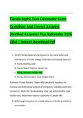 Florida Septic Tank Contractor Exam  Questions And Correct Answers  &lpar;Verified Answers&rpar; Plus Rationales 2026  Q&A &vert; Instant Download Pdf 