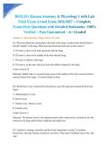 BIOL251 Human Anatomy & Physiology I with Lab Final Exam Actual Exam 2026&sol;2027 &ndash; Complete Exam-Style Questions with Detailed Rationales &vert; 100&percnt; Verified &ndash; Pass Guaranteed &ndash; A&plus; Graded
