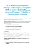 WGU D658 Planning Instructional Strategies for Meaningful Learning Exam ACTUAL EXAM 2026&sol;2027 &vert; Planning Instructional Strategies &vert; Verified Q&A &vert; Pass Guaranteed - A&plus; Graded