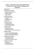 Chemie - Zusammenfassung zu Wasser &lpar;Eigenschaften&comma; Anomalien&comma; Prozesse&rpar;&comma; chemischen Bindungen und Reaktionen