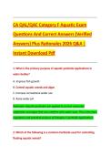 CA QAL&sol;QAC Category F Aquatic Exam  Questions And Correct Answers &lpar;Verified  Answers&rpar; Plus Rationales 2026 Q&A &vert;  Instant Download Pdf