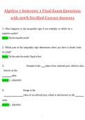 Algebra 1 End of Semester 1 Final Exam &lpar;Latest 2026 &sol; 2027 Update&rpar; Questions & Correct Answers &lpar;100&percnt; Correct Verified Answers&rpar; Already Graded A&plus;