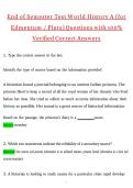 End of Semester Test World History A &lpar;Edmentum Plato &rpar; &lpar;Latest 2026 &sol; 2027 Update&rpar; Questions & Correct Answers &lpar;100&percnt; Correct Verified Answers&rpar; Already Graded A&plus;