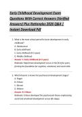 Early Childhood Development Exam Questions With Correct Answers &lpar;Verified Answers&rpar; Plus Rationales 2026 Q&A &vert; Instant Download PDF