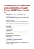 Educational Research Exam Questions With Correct Answers &lpar;Verified Answers&rpar; Plus Rationales 2026 Q&A &vert; Instant Download PDF