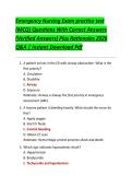 Emergency Nursing Exam Practice Test &lpar;MCQ&rpar; Questions With Correct Answers &lpar;Verified Answers&rpar; Plus Rationales 2026 Q&A &vert; Instant Download PDF
