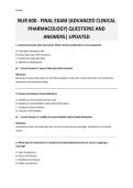 NUR 600 - FINAL EXAM &lpar;ADVANCED CLINICAL PHARMACOLOGY&rpar; QUESTIONS AND ANSWERS&vert; UPDATED