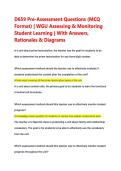 D659 Pre-Assessment Questions &lpar;MCQ  Format&rpar; &vert; WGU Assessing & Monitoring  Student Learning &vert; With Answers&comma;  Rationales & Diagrams 