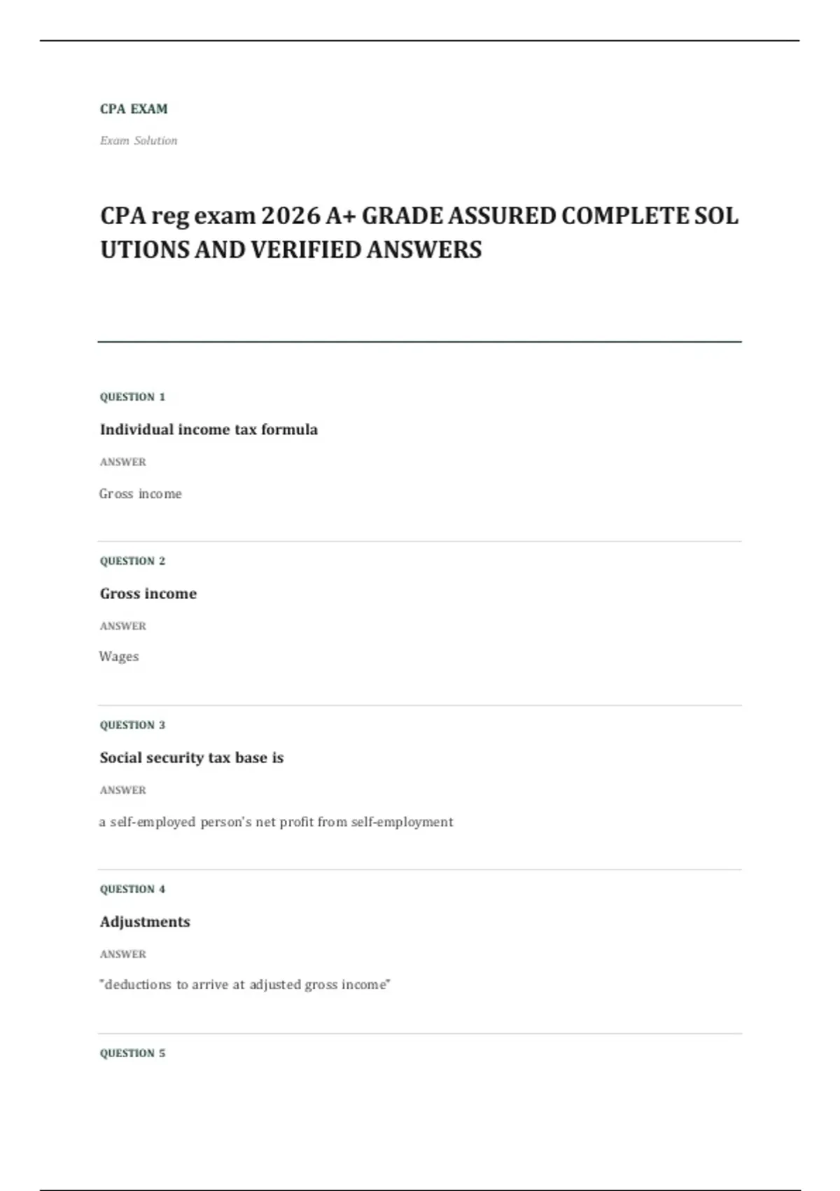 CPA 2026 EXAM 2026 A+ GRADE ASSURED COMPLETE SOLUTIONS AND VERIFIED ...