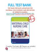 Test Bank For Davis Advantage for Maternal-Child Nursing Care 3rd Edition By Meredith Scannell &vert; &vert; 9781719640985 &vert; Chapter 1-33 &vert; Complete Questions And Answers A&plus; Test Bank For Davis Advantage for Maternal-Child Nursing Care 3rd Edition By Meredith Scann