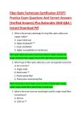 Fiber Optic Technician Certification &lpar;CFOT&rpar; Practice Exam Questions And Correct Answers &lpar;Verified Answers&rpar; Plus Rationales 2026 Q&A &vert; Instant Download Pdf