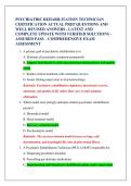 PSYCHIATRIC REHABILITATION TECHNICIAN CERTIFICATION ACTUAL PREP QUESTIONS AND WELL REVISED ANSWERS - LATEST AND COMPLETE UPDATE WITH VERIFIED SOLUTIONS &ndash; ASSURED PASS &ndash; COMPREHENSIVE EXAM ASSESSMENT