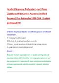 Incident Response Technician Level I Exam  Questions With Correct Answers &lpar;Verified  Answers&rpar; Plus Rationales 2026 Q&A &vert; Instant  Download Pdf 
