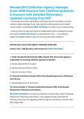 Nevada &lpar;NV&rpar; Collection Agency Manager Exam 2026 Practice Test &vert; Verified Questions & Answers with Detailed Rationales &vert; Updated Licensing Prep PDF