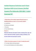 Incident Response Technician Level II Exam  Questions With Correct Answers &lpar;Verified  Answers&rpar; Plus Rationales 2026 Q&A &vert; Instant  Download Pdf 