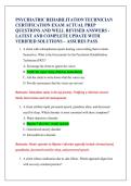 PSYCHIATRIC REHABILITATION TECHNICIAN CERTIFICATION EXAM ACTUAL PREP QUESTIONS AND WELL REVISED ANSWERS - LATEST AND COMPLETE UPDATE WITH VERIFIED SOLUTIONS &ndash; ASSURES PASS