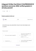 Lifeguard Written Test EXAM COMPREHENSIVE questions answered&comma; 2026 verified graded A&plus; already passed&excl;