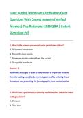 Laser Cutting Technician Certification Exam  Questions With Correct Answers &lpar;Verified  Answers&rpar; Plus Rationales 2026 Q&A &vert; Instant  Download Pdf 