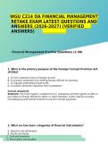 WGU C214 Financial Management OA Retake Exam Questions Verified Answers Rationales Corporate Finance Study Guide A&plus;
