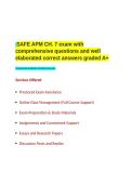 SAFE APM CH&period; 7 exam with comprehensive questions and well elaborated correct answers graded A&plus;