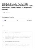 OSHA Basic Orientation Plus Test &vert; 2026 UPDATE Verified Questions And Answers &vert; With 100&percnt; Correct Answers graded A&plus; Guaranteed Success&excl;&excl;