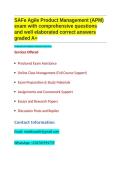 SAFe Agile Product Management &lpar;APM&rpar; exam with comprehensive  questions and well elaborated correct answers graded A&plus;