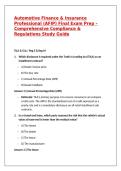 Automotive Finance & Insurance  Professional &lpar;AFIP&rpar; Final Exam Prep &ndash; Comprehensive Compliance &  Regulations Study Guide 