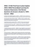 D662 &sol; D 662 Final Exam &lpar;Latest Update 2025&sol; 2026&rpar; Personalized Learning for Inclusive Classrooms &vert; Test Review Questions & Answers &vert; Grade A &vert; 100&percnt; Correct - WGU
