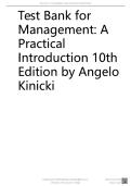 Test Bank for Management&colon; A Practical Introduction&comma; 2026 Release 10th Edition by Kinicki - Answers Included