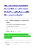 AMR EVOC Refresher &sol; Recertification  Exam Questions And Correct Answers  &lpar;Verified Answers&rpar; Plus Rationales 2026  Q&A &vert; Instant Download Pdf