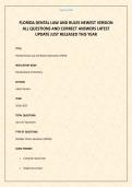 FLORIDA DENTAL LAW AND RULES NEWEST VERSION ALL QUESTIONS AND CORRECT ANSWERS LATEST UPDATE JUST RELEASED THIS YEAR
