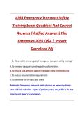 AMR Emergency Transport Safety  Training Exam Questions And Correct  Answers &lpar;Verified Answers&rpar; Plus  Rationales 2026 Q&A &vert; Instant  Download Pdf 