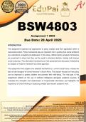 BSW4803 Assignment 1 &lpar;COMPLETE ANSWERS&rpar; 2026 - DUE 28 April 2026