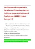 Law Enforcement Emergency Vehicle  Operations Certification Exam Questions  And Correct Answers &lpar;Verified Answers&rpar;  Plus Rationales 2026 Q&A &vert; Instant  Download Pdf