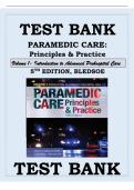Test Bank &ndash; Paramedic Care&colon; Principles & Practice &lpar;5th Edition&comma; Volume 1&rpar; by Bledsoe&colon; Introduction to Advanced Pre-Hospital Care Questions&comma; Answers and Rationales Study Guide