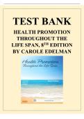 Test Bank &ndash; Health Promotion Throughout the Life Span &lpar;8th Edition&rpar; by Carole Edelman&colon; Questions&comma; Answers and Rationales Study Guide