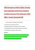 EMS Emergency Vehicle Safety Training  Exam Questions And Correct Answers  &lpar;Verified Answers&rpar; Plus Rationales 2026  Q&A &vert; Instant Download Pdf