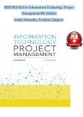 TEST BANK For Information Technology Project Management 9th Edition Kathy Schwalbe&comma; Verified Chapters