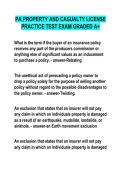 PA PROPERTY AND CASUALTY LICENSE  PRACTICE TEST EXAM GRADED A&plus;