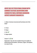 APHY 101 IVY TECH FINAL EXAM WITH  CORRECT ACTUAL QUESTIONS AND  CORRECTLY WELL DEFINED ANSWERS  LATEST ALREADY GRADED A&plus; 
