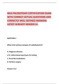 NHA PHLEBOTOMY CERTIFICATION EXAM  WITH CORRECT ACTUAL QUESTIONS AND  CORRECTLY WELL DEFINED ANSWERS  LATEST ALREADY GRADED A&plus; 