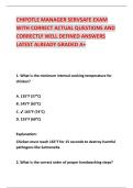 CHIPOTLE MANAGER SERVSAFE EXAM  WITH CORRECT ACTUAL QUESTIONS AND  CORRECTLY WELL DEFINED ANSWERS  LATEST ALREADY GRADED A&plus; 