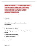 MHA 707 EXAM C EXAM WITH CORRECT  ACTUAL QUESTIONS AND CORRECTLY  WELL DEFINED ANSWERS LATEST  ALREADY GRADED A&plus;