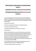 NR-607 Diagnosis & Management in Psychiatric Mental Health III Chamberlain University - Final Exam Practice Questions 85 Original Practice Questions with Correct Answers & Rationales