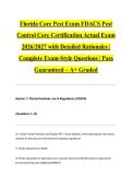 Florida Core Pest Exam FDACS Pest Control Core Certification Actual Exam 2026&sol;2027 with Detailed Rationales &vert; Complete Exam-Style Questions &vert; Pass Guaranteed &ndash; A&plus; Graded